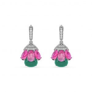 Ruby & Chalcedony Bloom Earrings